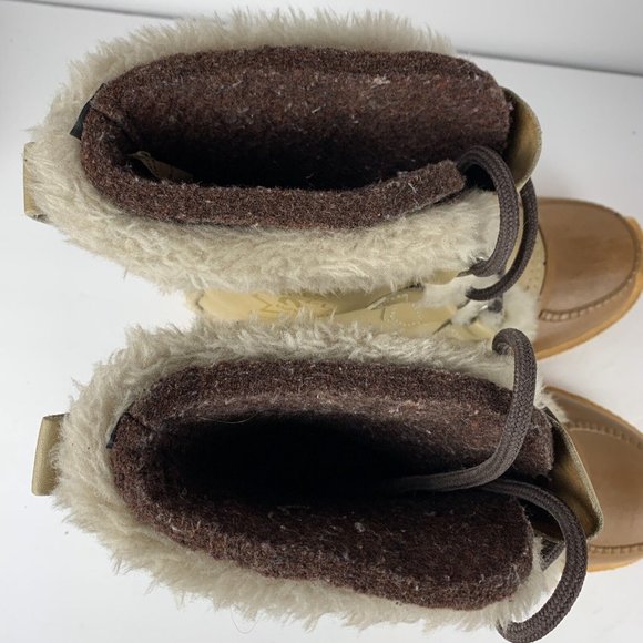 Sorel Women’s Nanook Boots Size 8 Winter Brown Leather Faux Fur Lace zip Vintage - Picture 8 of 10